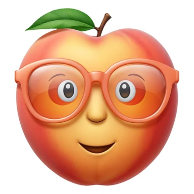 A 3D cartoon transparent peach-coral Glasses with subtle shine and curved frame edges. sticker
