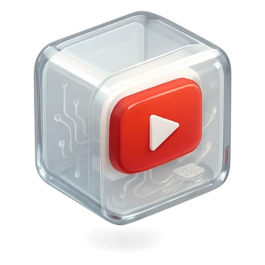 red YouTube button logo inside a white and transparent box sticker