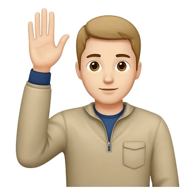 man  in casual clothes, one hand raised sticker