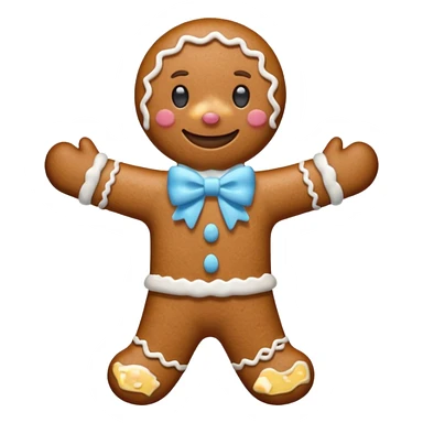 Gingerbread man with light blue bow sticker