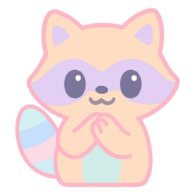 cute animal like fox or raccoon rubbing paws together with mischievous grin, expecting something fun sticker