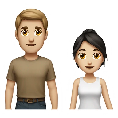 Brown haired girl light tan and white boy black hair couple sticker