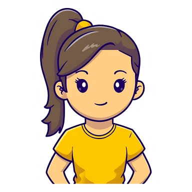 girl avatar with ponytail and yellow t-shirt sticker