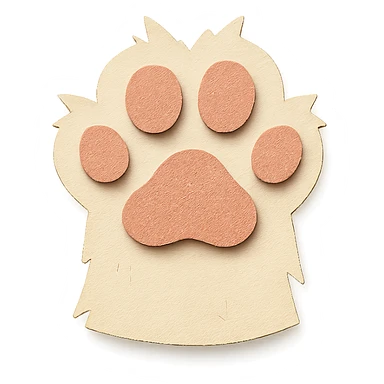 fluffy cat paw, paper craft style, layered paper, visible cut edges sticker