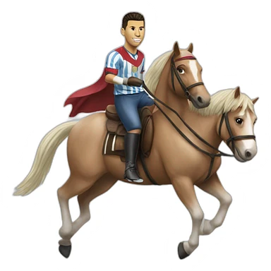 ronaldo riding a messi horse sticker
