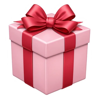 light pink gift box with red satin bow sticker