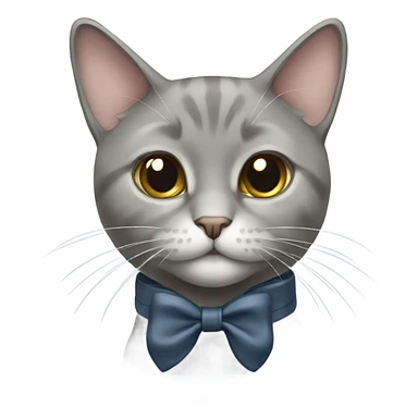 Gray Russian cat wearing a bow  sticker