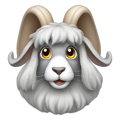 gray long-haired ram's head rabbit sticker