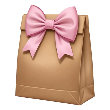 Brown bag with pastel pink bow sticker