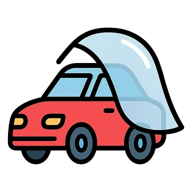 modern colorful icon of a car covered with a transparent protective film sticker
