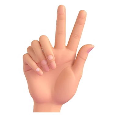 back of a hand, ring and index fingers raised, middle finger bent, thumb and pinky hidden, simple and clear sticker