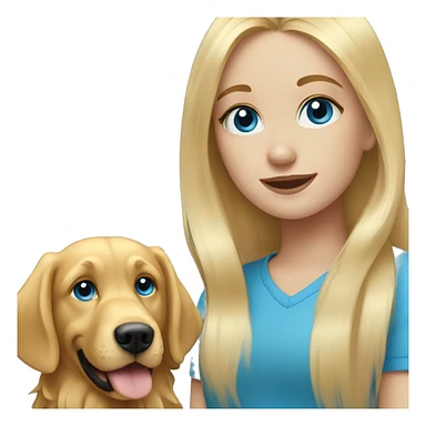 Long Blonde hair blue eyed girl with a golden retriever  sticker