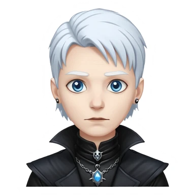 necromancer with black leather outfit white hair sticker