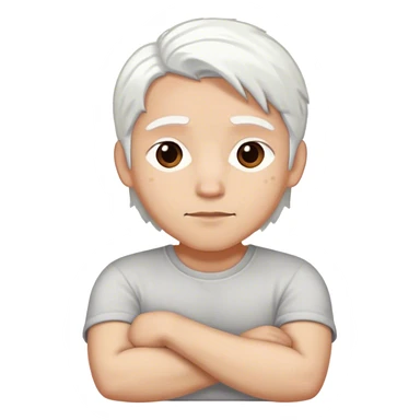 Mops weiss mit grossen aber wenigen braunen flecken der die arme verschrenkt sticker