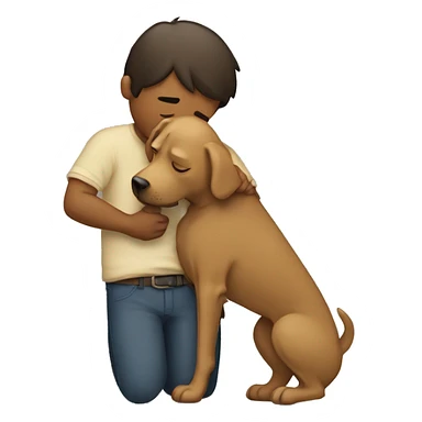 Person huging a dog sticker