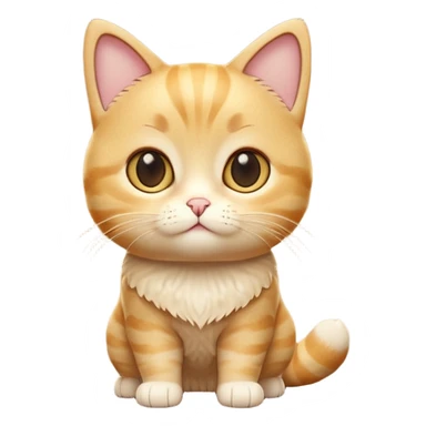 A 3D cartoon golden tabby Munchkin cat with short legs, wide eyes, and warm fur pattern, cinematic lighting, Memoji-style rendering.. full body or half body. sticker