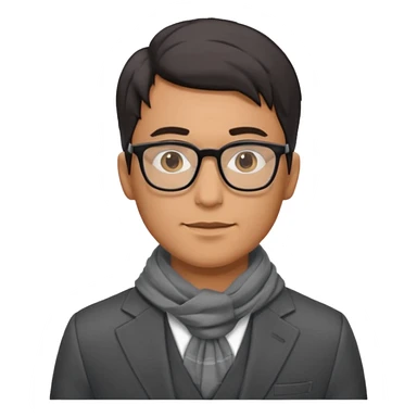 gray scarf male dark hair with suit glasses sticker
