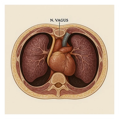 vagus nerve in transverse section of the thorax, hyper realistic 4K style, anatomical details, neutral background sticker