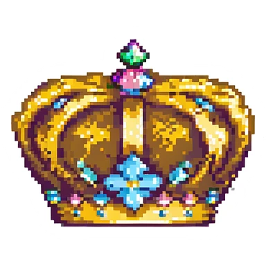 8-bit pixel art royal crown, gold, with jewels sticker