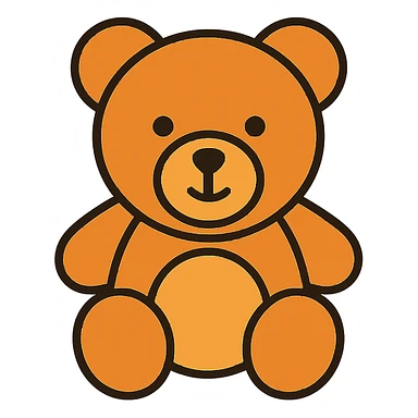simple and cute teddy bear icon, rounded shapes, minimal details, modern icon style sticker
