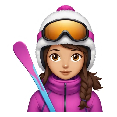 Cute brunette with light brown eyes skiing dressed in cute snow gear sticker
