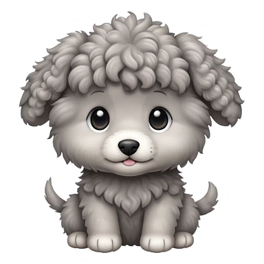 Gray curly puppy sticker