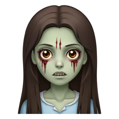 brunette zombie girl with long straight hair with brown eyes sticker