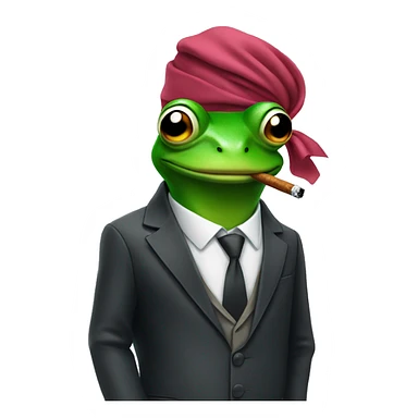 Frog wearing a durag and a suit smoking sticker