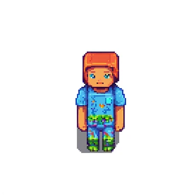 minecraft character, pixel art style, blocky, simple, vibrant colors sticker