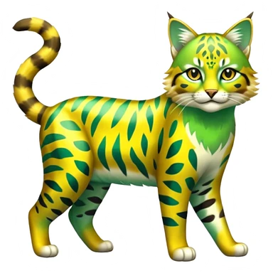 Shiny Tropical Exotic Green and Yellow Electrike-Sprigatito-Bobcat-Amaura-Aurorus-Shiny-glorp-cat-fusion (full body) sticker
