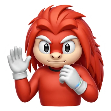 Sonic the hedgehogs friend knuckles a red animal with peach arms and white gloves sticker