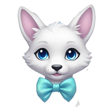 Anthro Cute Cool Pastel Kawaii gorgeous sparkly ethereal fantasy animal creature with blue eyes furry sona with flowers and bow tie beautiful aesthetic sticker
