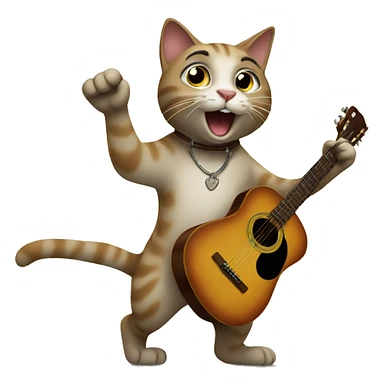 cat dancing and playing acoustic guitar sticker