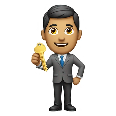 a real estate agent holding keys sticker
