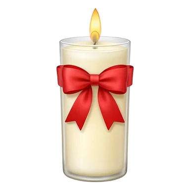 Soft vanilla long glass candle, with little red bow sticker