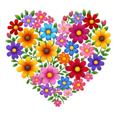 heart made of flowers sticker