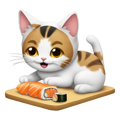 Cat eating sushi sticker
