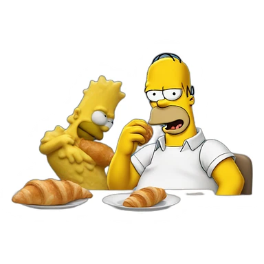 Homer Simpson eating croissant sticker