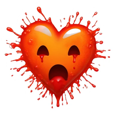 bleeding red heart glowing red-orange with splatter sticker