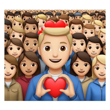 small figure inside a group of people with a heart above sticker