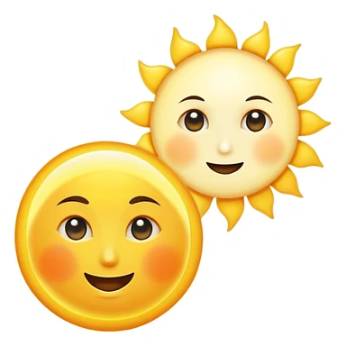 a really bright  big sun and a small moon who shines because of it. the sun is bigger and the moon bright too sticker