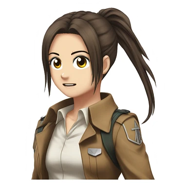 Sasha Braus brown hair hair in a ponytail anime attack on titan sticker