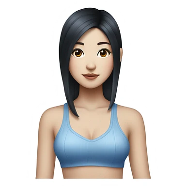 A South Korean girl with black hair and blue highlights and Shakira croc top  sticker