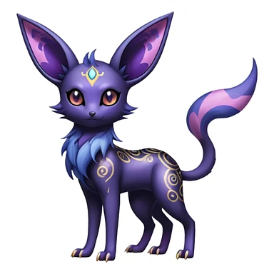 Shiny Exotic Badass Colorful Ethereal Royal Mysterious Gothic Noibat-Espeon-Umbreon-Pokémon-Fakémon-hybrid-creature (full body) with random pattern-markings sticker