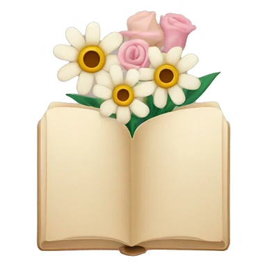 beige books and flowers sticker
