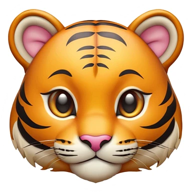 Cinematic Cute Tiger Portrait Emoji, Head tilted playfully and inquisitively, with a sleek, graceful form accented by vivid stripes and round, sparkling eyes filled with charm, Simplified yet irresistibly adorable features, highly detailed, glowing with a warm, inviting wild glow, high shine, affectionate and lively, stylized with a touch of whimsical feline grace, soft glowing outline, capturing the essence of a mischievous yet loving tiger that seems as if it could leap out of the screen into your arms! sticker