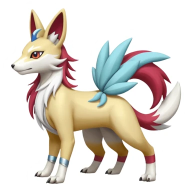 WereGarurumon-Suicune-Linoone-Meloetta-Renamon-Zangoose-fusion-hybrid-creature (full body) sticker