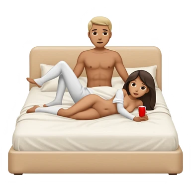 naked mixed man fucks naked woman. Botha of them are having sex on the bed. Action is showed in full height sticker