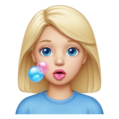 white women blonde hair blue eyes bubble gum bubble in her mouth  sticker