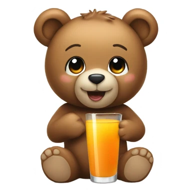 A Teddy bear holding a glass of juice  sticker